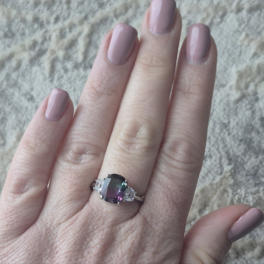 Elegant Silver and Multicolor Gemstone Ring